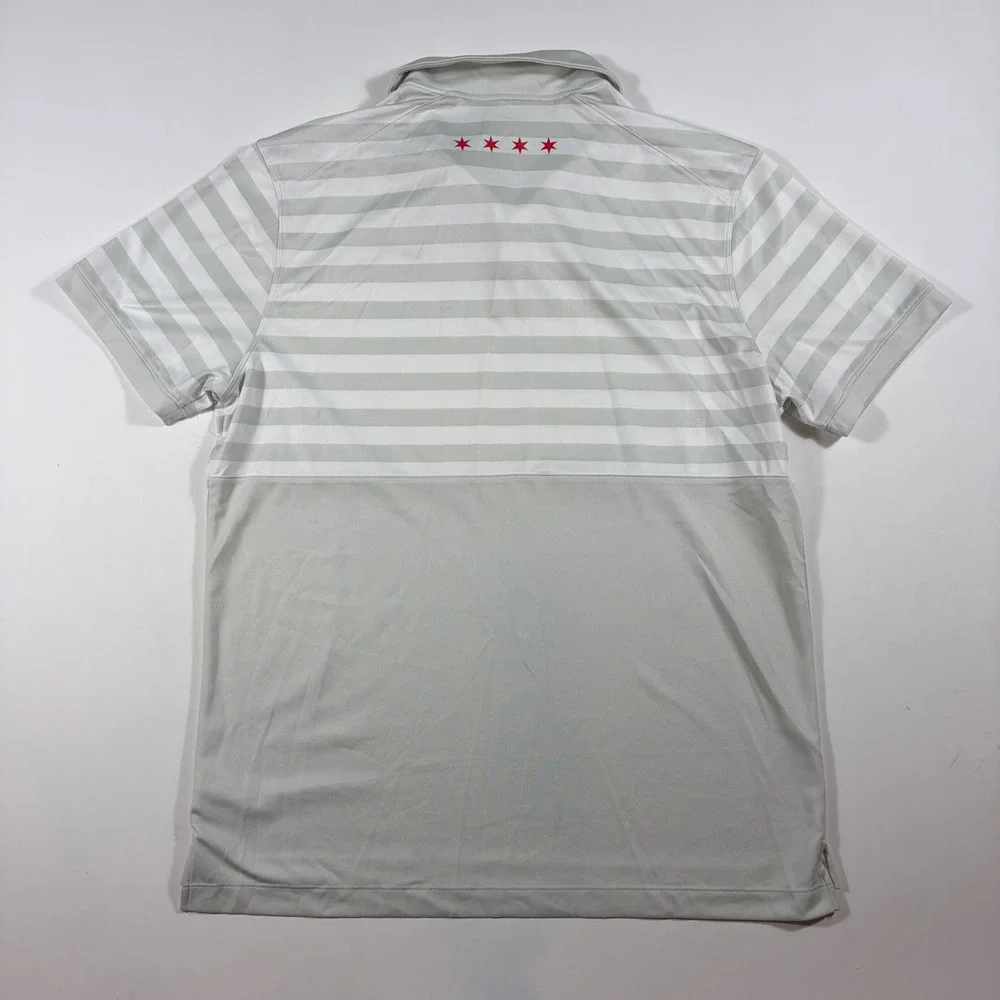Chicago Bulls Nike Polo Shirt Mens Large Dri-FIT Striped Performance Gray